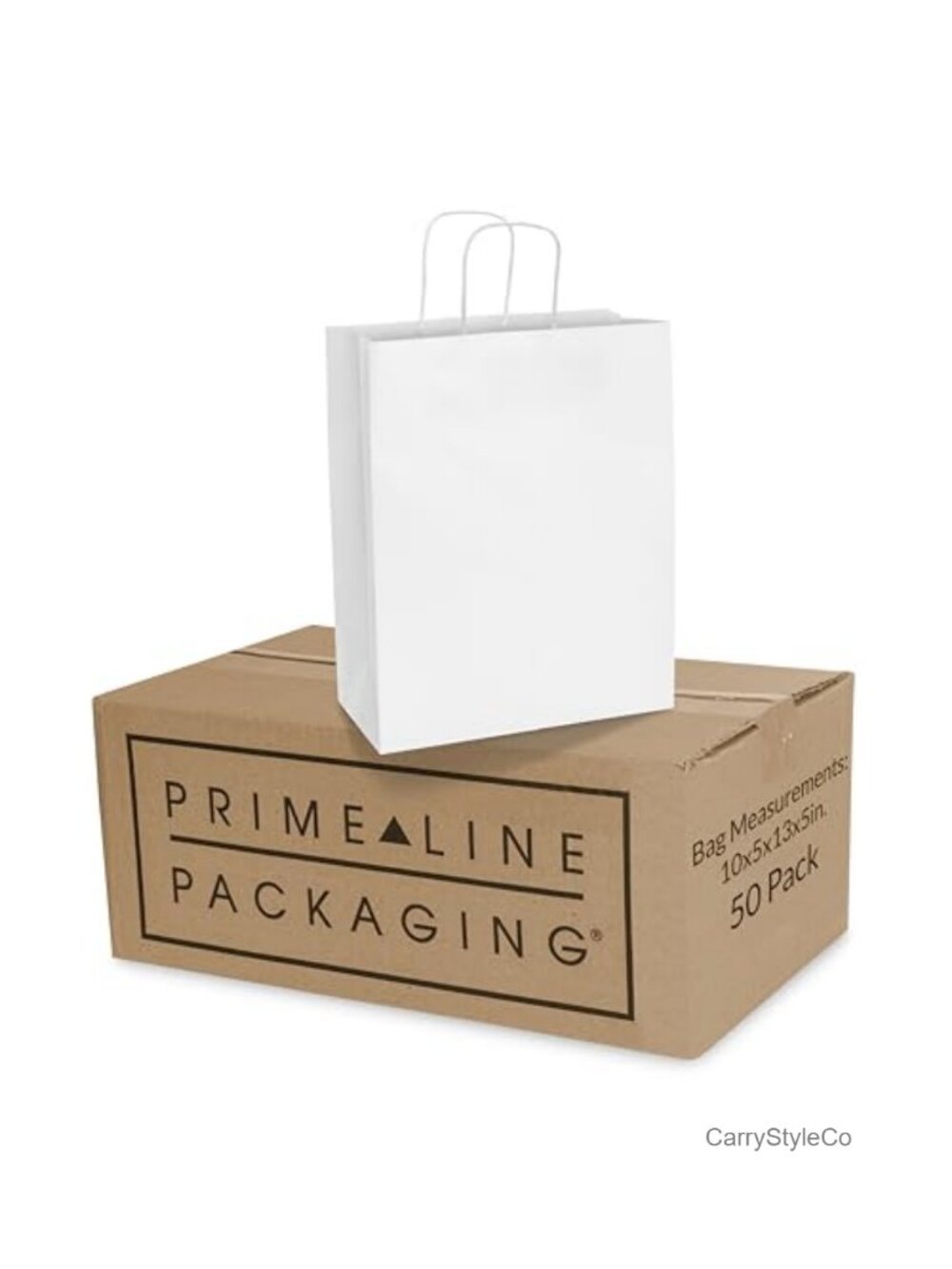 White Paper Gift Bags with Handles 10x5x13 50 Pack Kraft Shopping Bags